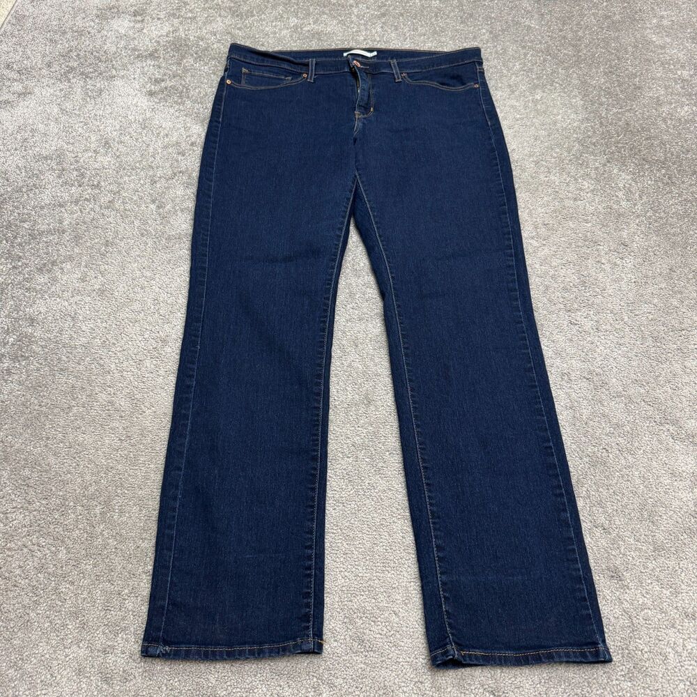Levi's 314 Shaping Straight Denim Jeans Women 34 Blue Dark Wash Mid Rise Stretch